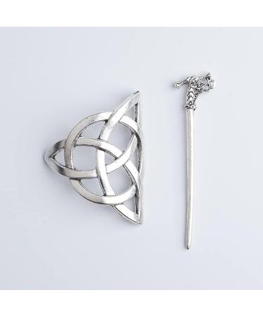 Viking Celtic Hair Clip YAIYEFU Celtics Knots Hairpins Retro Silver Hair Sticks Hair Pin Hair Accessories for Long Hair Women Girls (Metal Hairpin) - Buy Online on GoSupps.com
