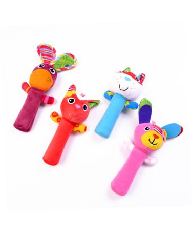 UPKOCH 2pcs Plush Hand Rattle Toys for Toddlers - Soft Stuffed Animal Rattles | Ideal Gift for Infants - Brown Color - Buy Online on GoSupps.com