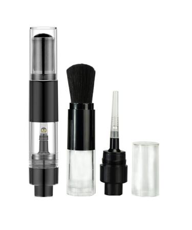 Bling Toman Spray Applicator for Powder Face Blush Brush Reusable Travel Brush with Refillable Loose Powder Bottle Jars for Color Highlight Contour Blush Flawless Powder Cosmetics (Black) Black Blush Brush