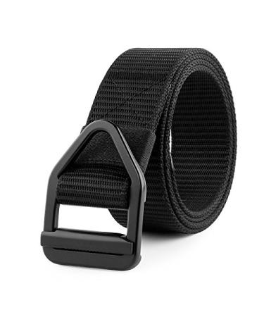 JASGOOD Tactical Heavy Duty Reinforced Nylon Belt for Men Adjustable Military Webbing Belt Strap with Metal Buckle A-black Pants Size Below 42"