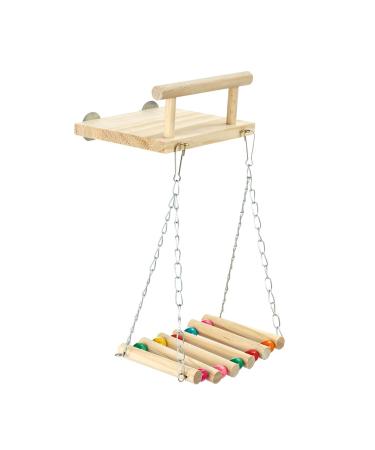 Bird Perches Cage Toys Parrot Wooden Platform Exercise Stands with Wood Swing Ferris Wheel Chewing for for Parakeet Conure Cockatiel Budgies Hummingbird (Style C) - Buy Online on GoSupps.com