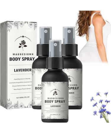2024 New 1/2/3Pcs Magnesium Spray Lavender - Magnesium Spray for Sleep and Anxiety | Magnesium Body Spray | Magnesium Oil Body Spray | Pure Magnesium Chloride Body Spray - 60ML/2FL.OZ (3pcs Magnesium Spray)