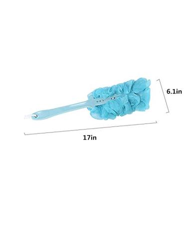 3 Pack Long Handle Bath Brush for Exfoliating Skin - Nylon Mesh & Soft Sponge - Men and Women - Blue, Pink, White - Buy Online on GoSupps.com