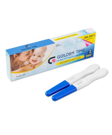 Golden Time - 2 x Early Detection Pregnancy Tests Fast Respond Accurate HCG Urine Test kit Easy Sensitive for Home Self-Testing Blue