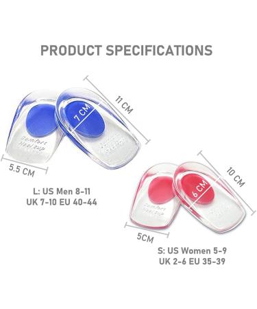 VivoFoot Gel Heel Cups - Plantar Fasciitis, Heel Spur, & Achilles Pain Relief - Men & Women - Small 1 Pair - Red - Buy Online on GoSupps.com