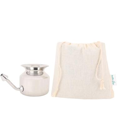 SteloKleen Stainless Steel Neti Pot Kit with Pure Salt - Unbreakable Pot & Leak Plug Nose Tip for Improved Nasal Health | HealthAndYoga - Buy Online on GoSupps.com