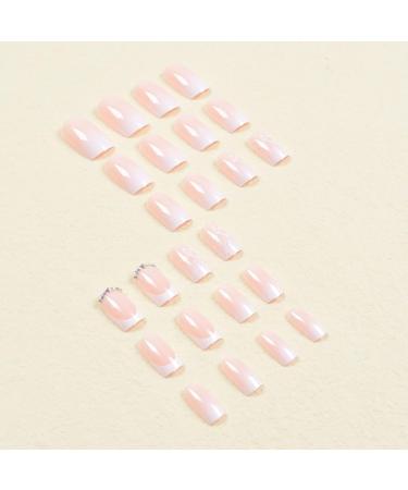 SINLOV Short Medium Square Fake Nails Crystal Glossy Press on False Nails Pink Nude Ballerina Artificial Finger Nails French Full Cover False Nails for Women and Girls - Buy Online on GoSupps.com