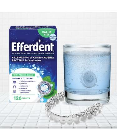 Efferdent Retainer & Denture Cleaning Tablets - Minty Fresh 90 Count (Pack of 2) - Buy Online on GoSupps.com