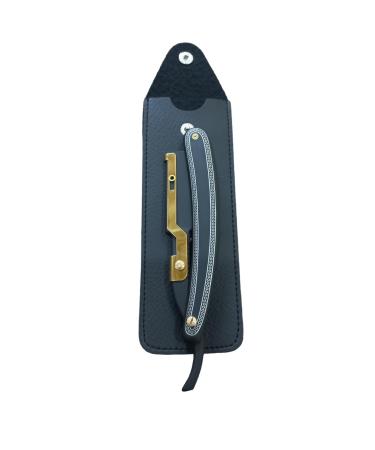 Premium Black and Gold Shaving Razor - Stainless Steel Double Edge Blade Holder with Leather Pouch | International Shipping - Buy Online on GoSupps.com