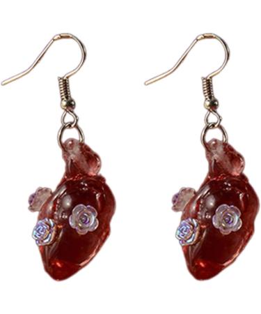 Feylie Gothic Punk Heart Dangling Earrings | Unique Asymmetrical Ear Cuffs for Halloween Party - Buy Online on GoSupps.com