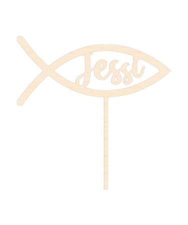 Alsino Sustainable Wooden Cake Topper for All Occasions | Wedding Birthday Baptism Birth Communion Confirmation - Ichthys Fish (La-112) - Buy Online on GoSupps.com