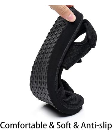 Men's Open Toe Sandals - Lightweight Comfort Non-Slip Hiking Sandals Adjustable Diabetic Shoes for Elderly & Foot Deformities - Size 9.5 Black - Buy Online on GoSupps.com