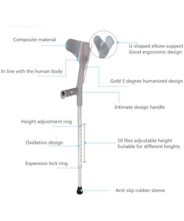 Walking Stick Crutch Retractable Anti-Skid Walking Stick Aluminum Lightweight Medical Auxiliary Cane with Grip Comfortable on Elbow Black - Buy Online on GoSupps.com