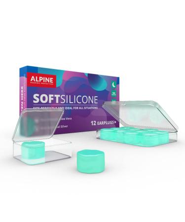 Alpine SoftSilicone Moldable Silicone Putty Ear Plugs - Noise Reducing Earplugs for Sleeping  Swimming  & Concentrating - Comfortable Snoring Solution - 28dB - 12 Pack Silicone Ear Plugs 12 Count (Pack of 1)