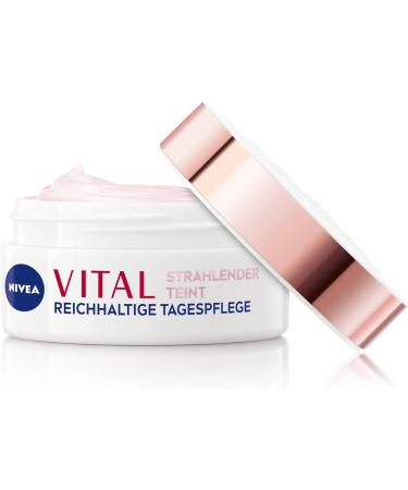  NIVEA NIVEA VITAL Radiant Complexion Rich Day Care for Mature Skin (50ml) Moisturizing Cream with Rose Petals Oil and Calcium Face Care for Enhanced Skin - Buy Online on GoSupps.com