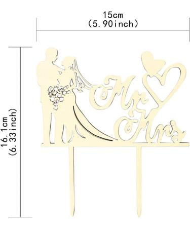 Personalized Wedding Cake Topper - Bride & Groom Figures Mr & Mrs Decoration Wood Color for Weddings & Parties - Buy Online on GoSupps.com