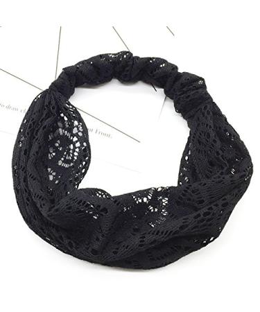 Frcolor Women Bandanas Lace Headwrap Headband Girls' Hair Accessories Gift (Black)
