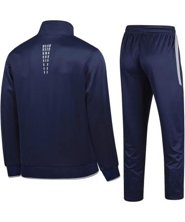 PUMPITU Men's Casual Athletic Tracksuit Set - Navy+Gray, X-Large - Buy Online on GoSupps.com