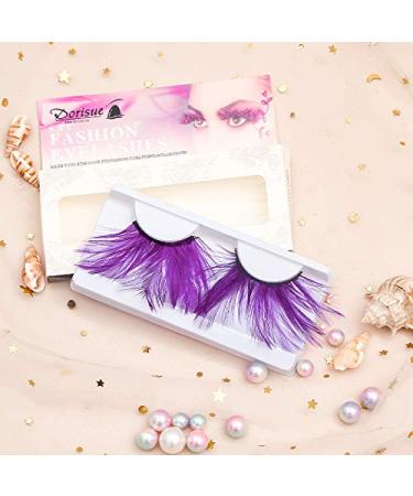 Dorisue Huge Dramatic Halloween Eyelashes - Purple Extra Long Cat Eye & Feather Style for Costumes - Buy Online on GoSupps.com