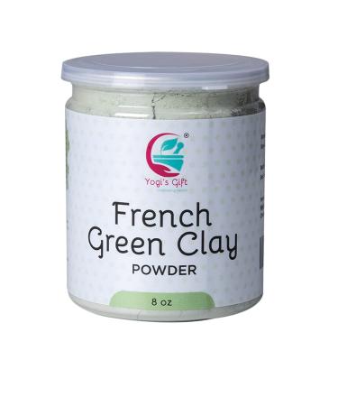French Green Clay Powder 8 oz | Deep Facial Cleanser | For Skin Softening and Face Care | Natural Detoxifies Body | Argile Verte | Montmorillonite Clay | Illite Green Clay
