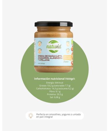Organic 4-Nut Butter (Almond Peanut Cashew Hazelnut) Natuvid | 250g | Gluten-Free | 100% Natural & No Added Sugar | Naturally High in Protein | Vegan - Buy Online on GoSupps.com