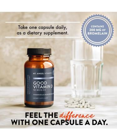 Mt. Angel Vitamins - Good Vitamin D 2000 IU Vitamin D3 with Bromelain (60 Capsules) 60 Count (Pack of 1) - Buy Online on GoSupps.com