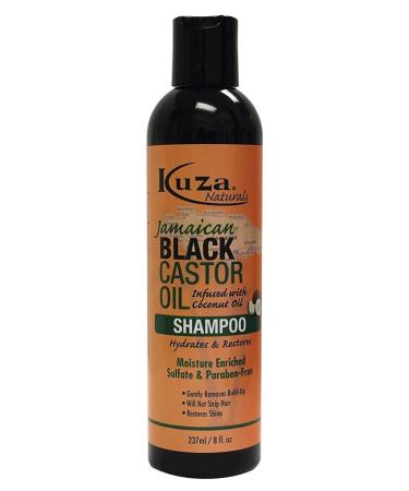 Kuza Jamaican Black Castor Oil Shampoo (8 Oz) Damaged & Dry Hair Treatment Shampoo for Men & Women
