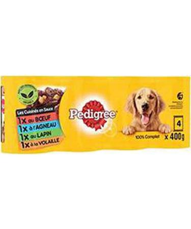 Pedigree Les Cuisines in Small Vegetable Sauce Beef Rabbit Meat Lamb, 4 x 400g