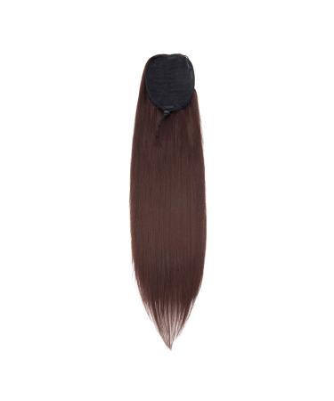 Kinky Drawstring Ponytail Hairpiece for Women - YAKI Straight Hair Extension 55cm Dark Brown Wig - Buy Online on GoSupps.com
