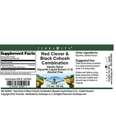 Red Clover & Black Cohosh Combination Glycerite Liquid Extract (1:5) - Vanilla Flavored (1 oz ZIN: 522904) - 3 Pack - Buy Online on GoSupps.com