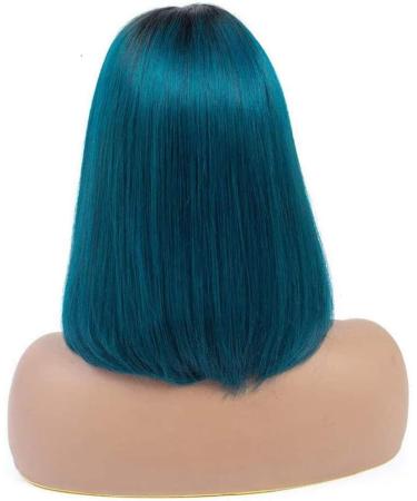 YTOOZ 14-Inch Ombre Blue Front Lace Wig Brazilian Remy Hair Bob for Women 150 Density Natural Look - Buy Online on GoSupps.com