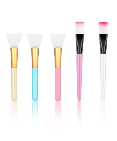 Molain Mask Brush Face Applicator Silicone Skincare Lotion Cream Fan Tools Cosmetic Spatula Brushes Applying Set Makeup Aesthetic Facials Esthetician Body Skin Self Care Products for Girls (5 PCS)