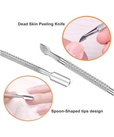 Stainless Steel Cuticle Pusher Remover Kit - 4Pcs Professional Manicure and Pedicure Tools - Buy Online on GoSupps.com