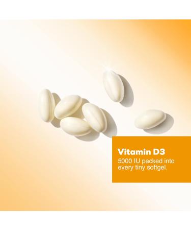 High Potency 5000 IU Vitamin D3 Softgels for Bone, Muscle, and Immune Health - Non-GMO Supplement - 60 Day Supply - Buy Online on GoSupps.com