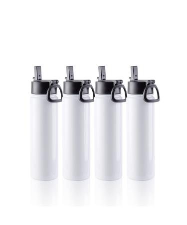 PYD Life 4 Pack Sublimation Blank Tumbler 22 OZ Sports Wide Mouth Stainless Steel Water Bottle Vacuum Flask with Straw and Portable Handle for Tumbler Press Machine Sublimation Print 22 OZ 650 ML