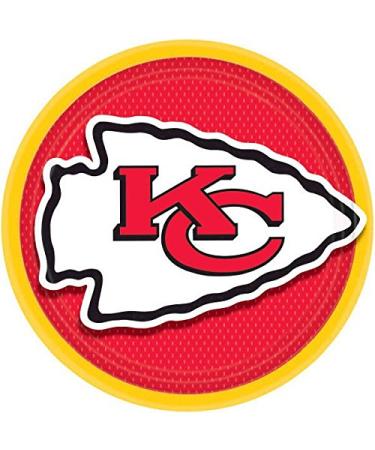 amscan Kansas City Chiefs NFL Football Red Yellow Dinner Plates, 9", Multicolor