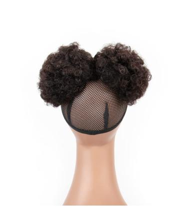 Kids Hair Puff 4 Inch Drawstring Ponytail Pack of 2 - Natural Black Afro Puff for Black Women and Kids - Human Hair Mini Afro Puffs - Buy Online on GoSupps.com
