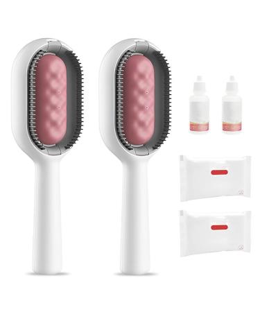 Cleaning brush for pet hair 4-in-1 2 pieces with water tank and wet wipes self-cleaning cat brush comb for pet care cat hair brush to remove loose fur