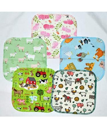 Set of 5 Farm Animals 1 Ply Printed Flannel 8x8 Inches Little Wipes - FBA - Buy Online on GoSupps.com