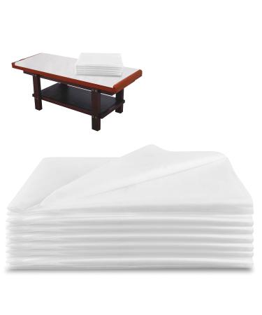Disposable Massage Table Sheets 100PCS -Massage Bed Cover - Non-Woven Fabric Oil-Waterproof,Comfortable, Thick and Durable, Soft, Latex-free, Disposable Waterproof Sheets 31" x 74.9"(White) 13.5x74.8 Inch (Pack of 100) White
