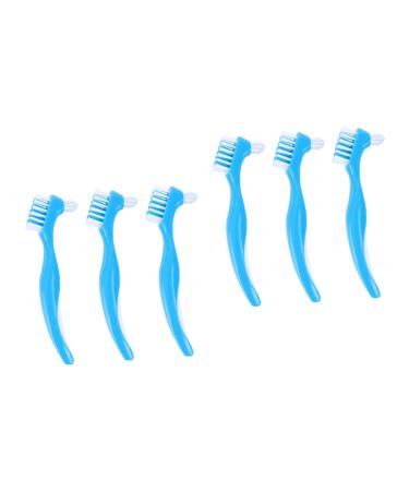 Minkissy 6 STK prosthesis cleaning brush prosthesis brush toothbrush cleaning tools for denture false teeth double -sided toothbrush false toothbrush portable detergent detergent