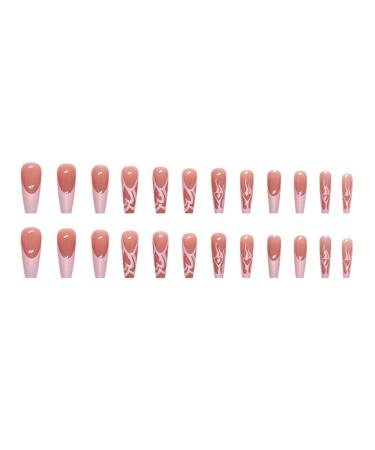 Justotry 24-Piece Pink Flame Coffin Nails - Press-On Ballerina Art Nails with Glue for Women - Buy Online on GoSupps.com