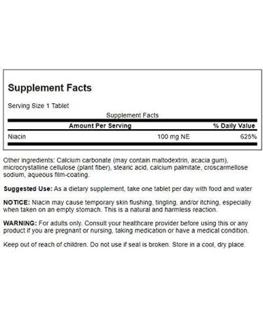 Swanson Niacin (Vitamin B3) 100mg NE - Heart Health Support & Energy Booster - 250 Tablets - Buy Online on GoSupps.com