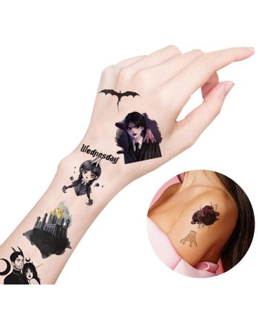 Wednesday Temporary Tattoos - 20 Sheets for Horror & Fantasy Fans | Birthday Party Decorations & Favors - Buy Online on GoSupps.com