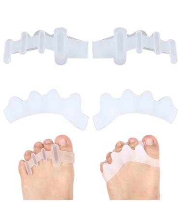 2 Pairs Silicone Toe Separators 2 Kinds Soft Gel Toe Straighteners Stretcher Bunion Corrector Crooked Big Toe Spreader Hammer Toes Spacers for Women Men Correcting Overlapping Yoga Bent Toes