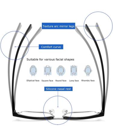 Blue Light Blocking Glasses for Men & Women - Lightweight Computer Reading - Flexible Spring Hinge - 300x Black Silver - Buy Online on GoSupps.com