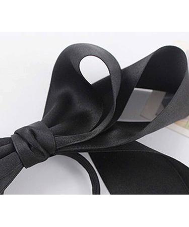 Yheakne Black Silk Bow Ponytail Holder - Satin, Velvet, Ribbon Hair Accessories for Women and Girls - Buy Online on GoSupps.com