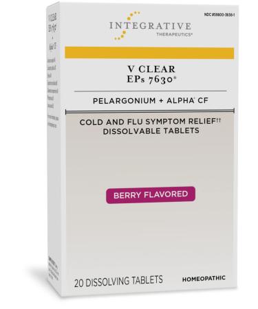 Integrative Therapeutics V Clear EPs 7630 Cold and Flu Formula** 20 Chewables Berry Flavored