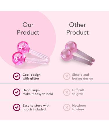 Hana Emi Ice Globes - Stainless Steel Facial Massage Balls for Headaches Swelling & Red Spots - 2 Pieces Pink Eye Care Globes - Buy Online on GoSupps.com