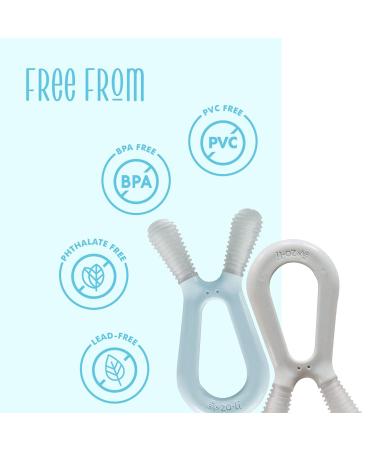ZoLi Bunny Baby Molar Teether for Gum Relief | Mist Blue + Ash Grey (Pack of 2) | BPA-Free Teething Toy - Buy Online on GoSupps.com
